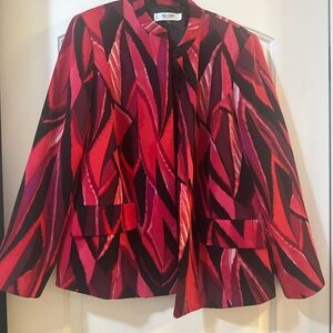 14W - Vibrant Red, Pink, and Black Blazer (Jones Studio) Excellent Condition